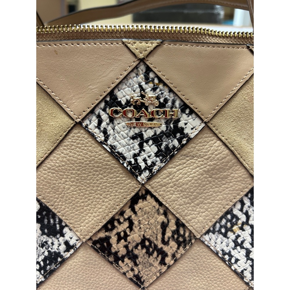 Coach Patchwork Leather Suede Snakeskin Tote Bag … - image 2